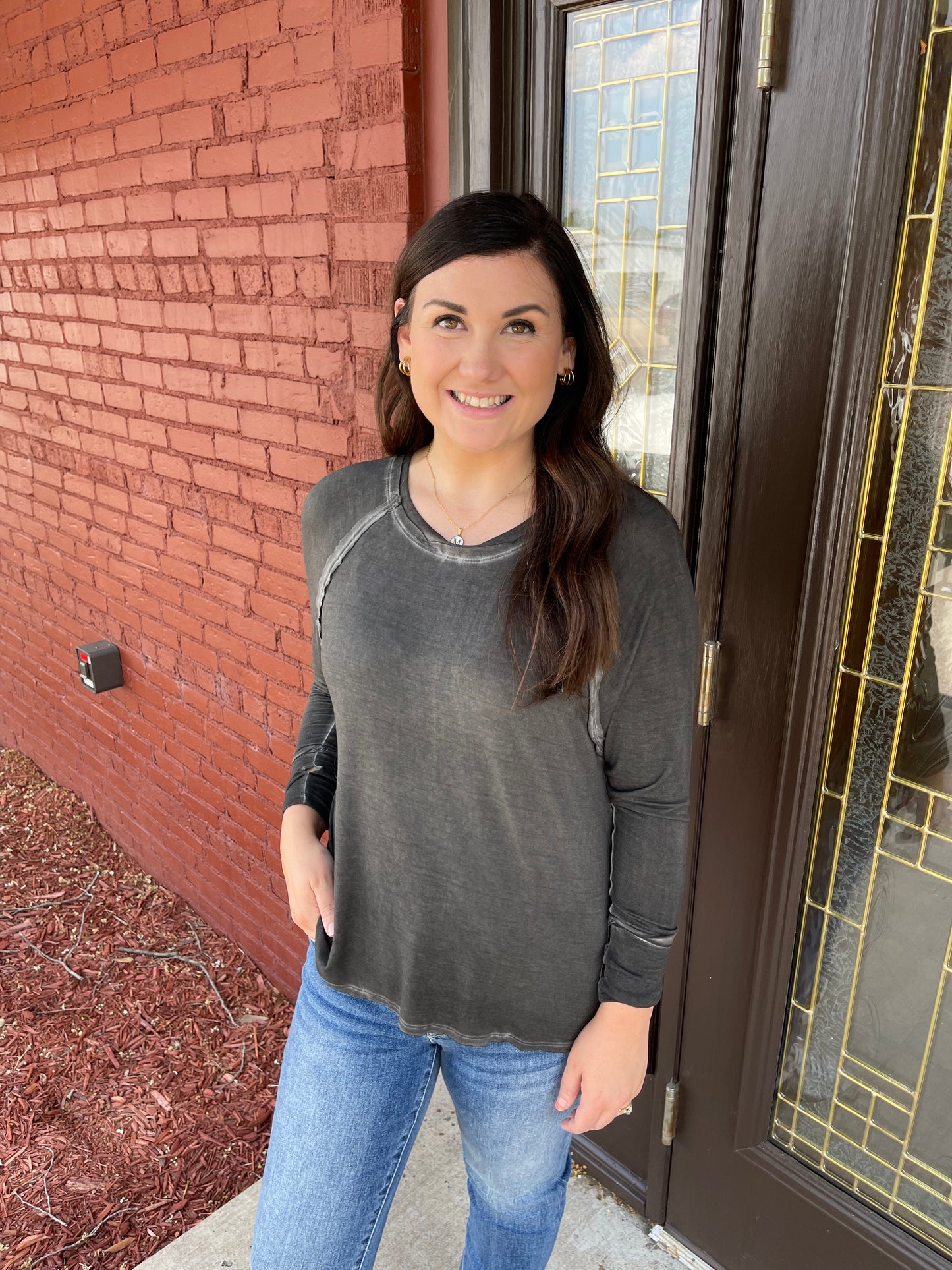 Washed Scoop Neck Top