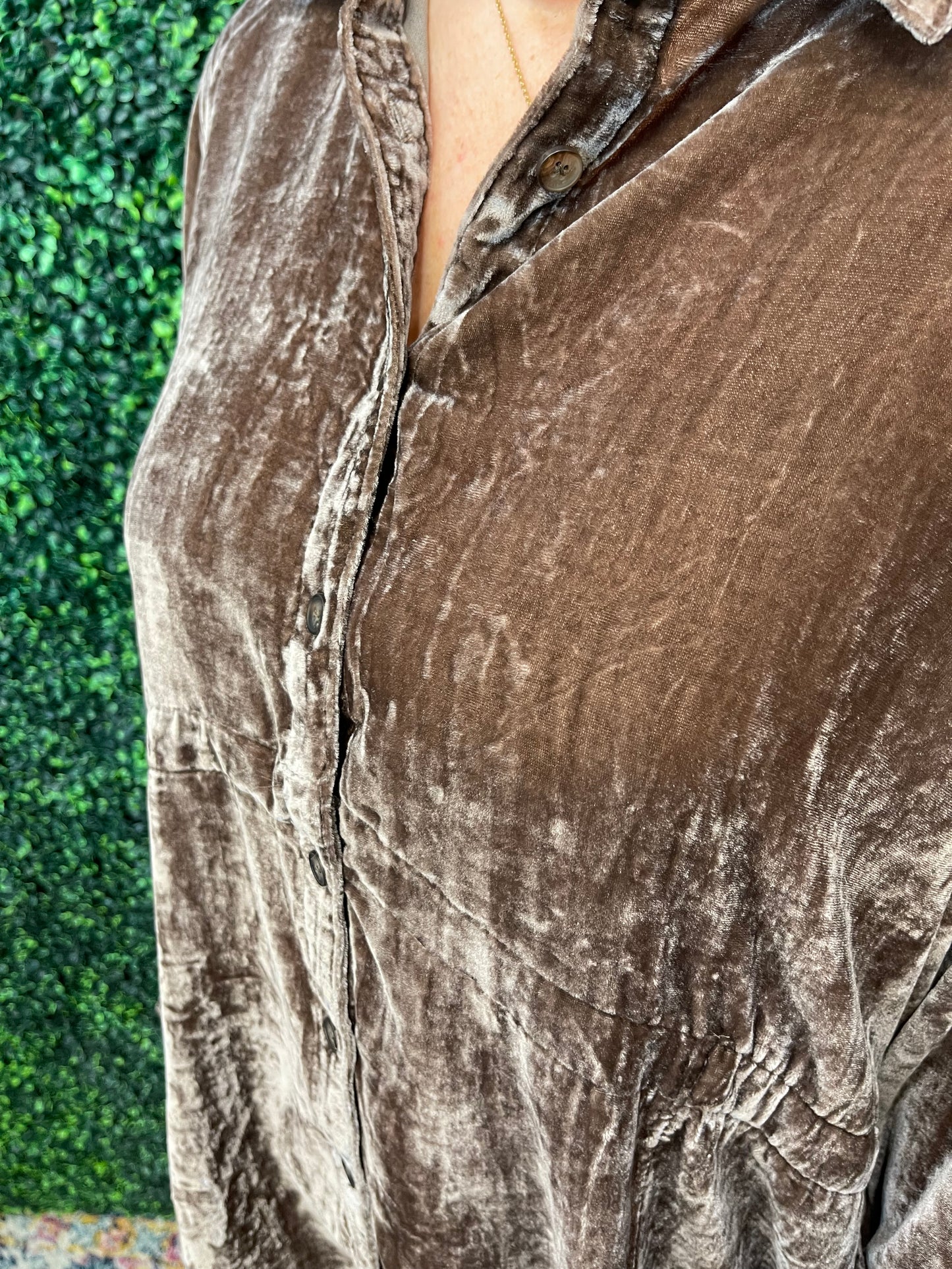 Crushed Velvet Button Down