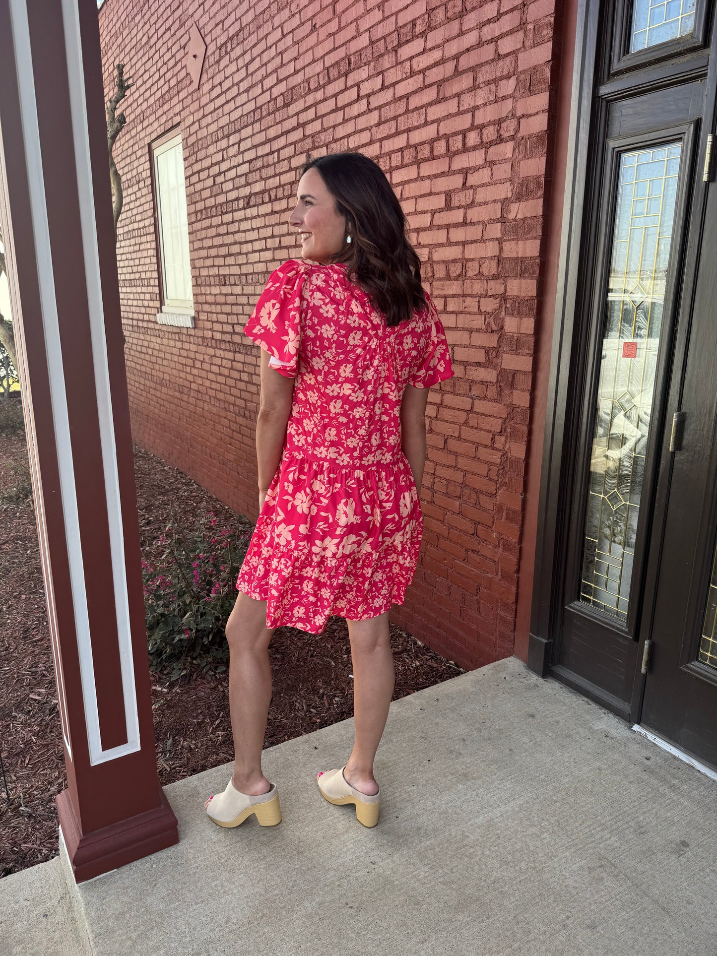 Coral Shift Dress