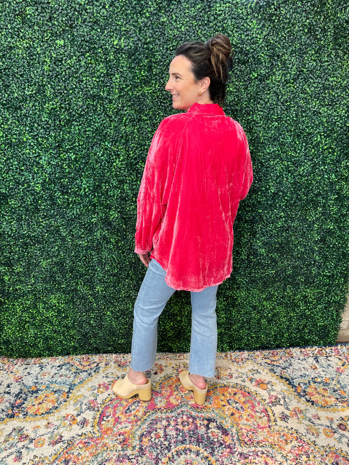 Crushed Velvet Button Down