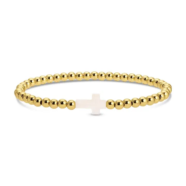 4mm Stretch Beaded Bracelet w/ Cross