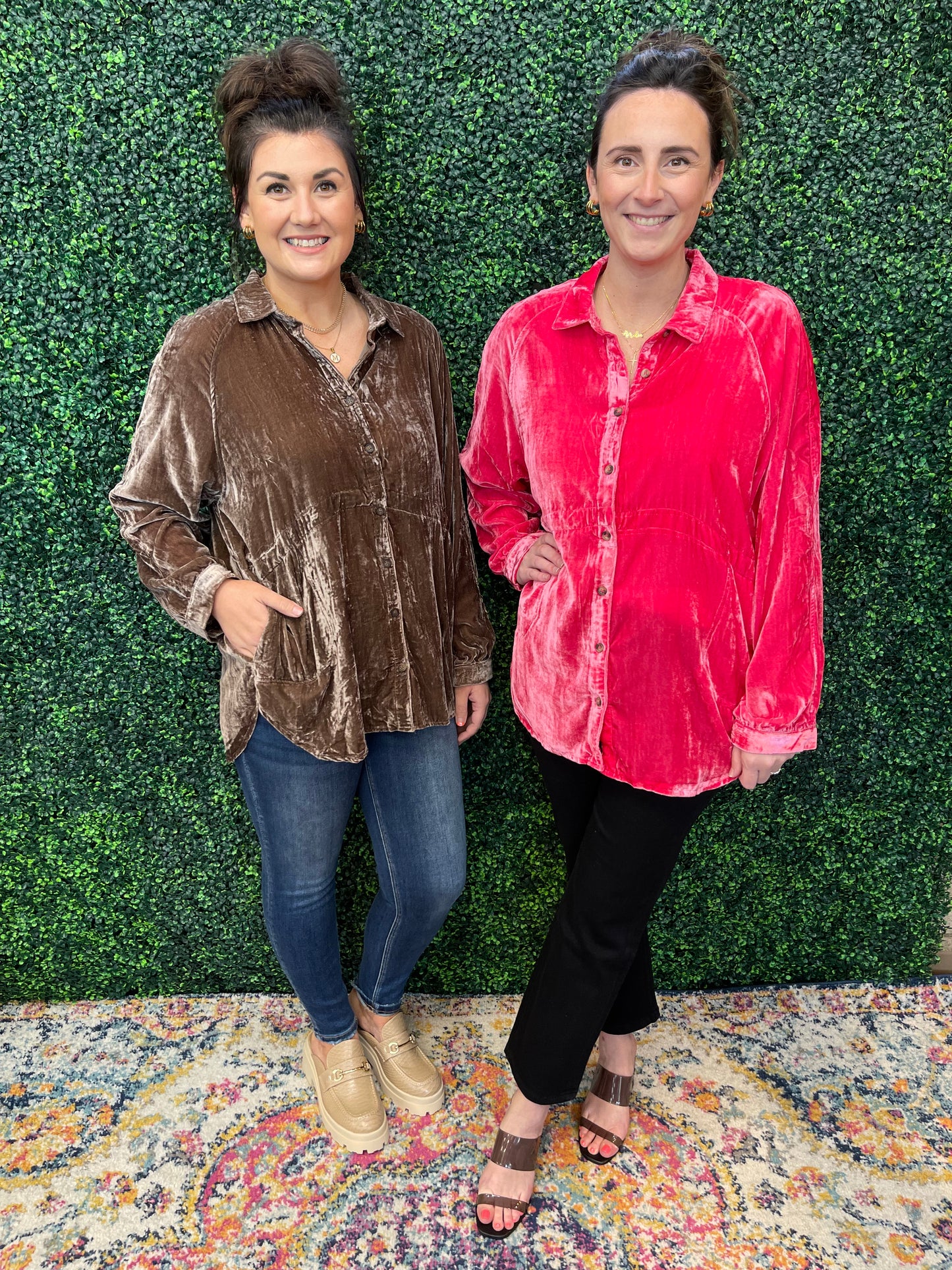 Crushed Velvet Button Down