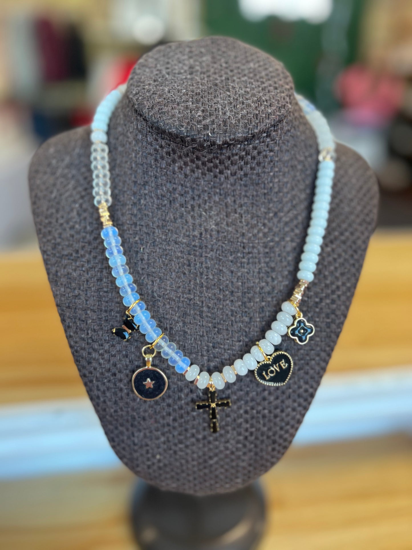 Black & White Beaded Charm