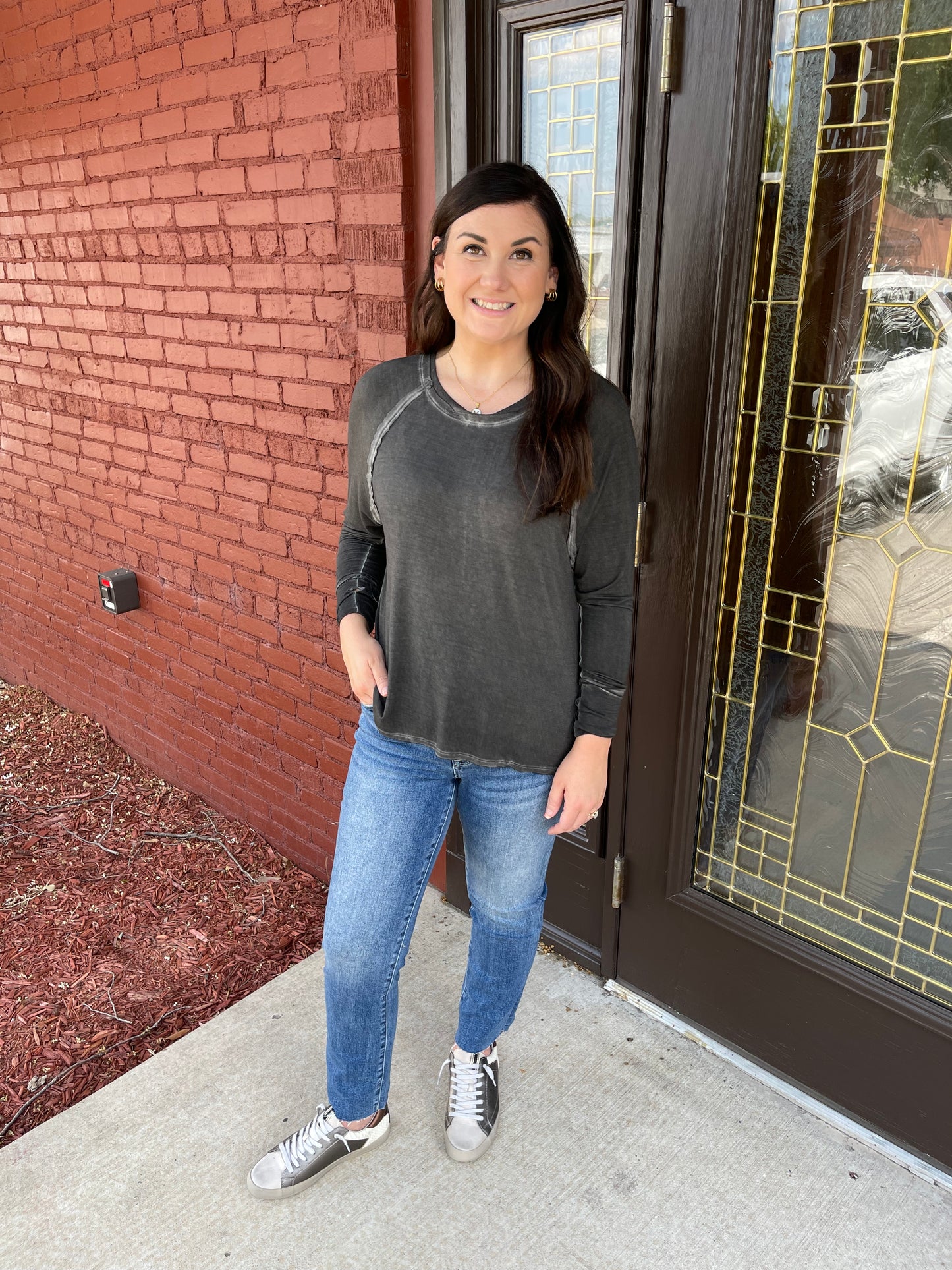 Washed Scoop Neck Top
