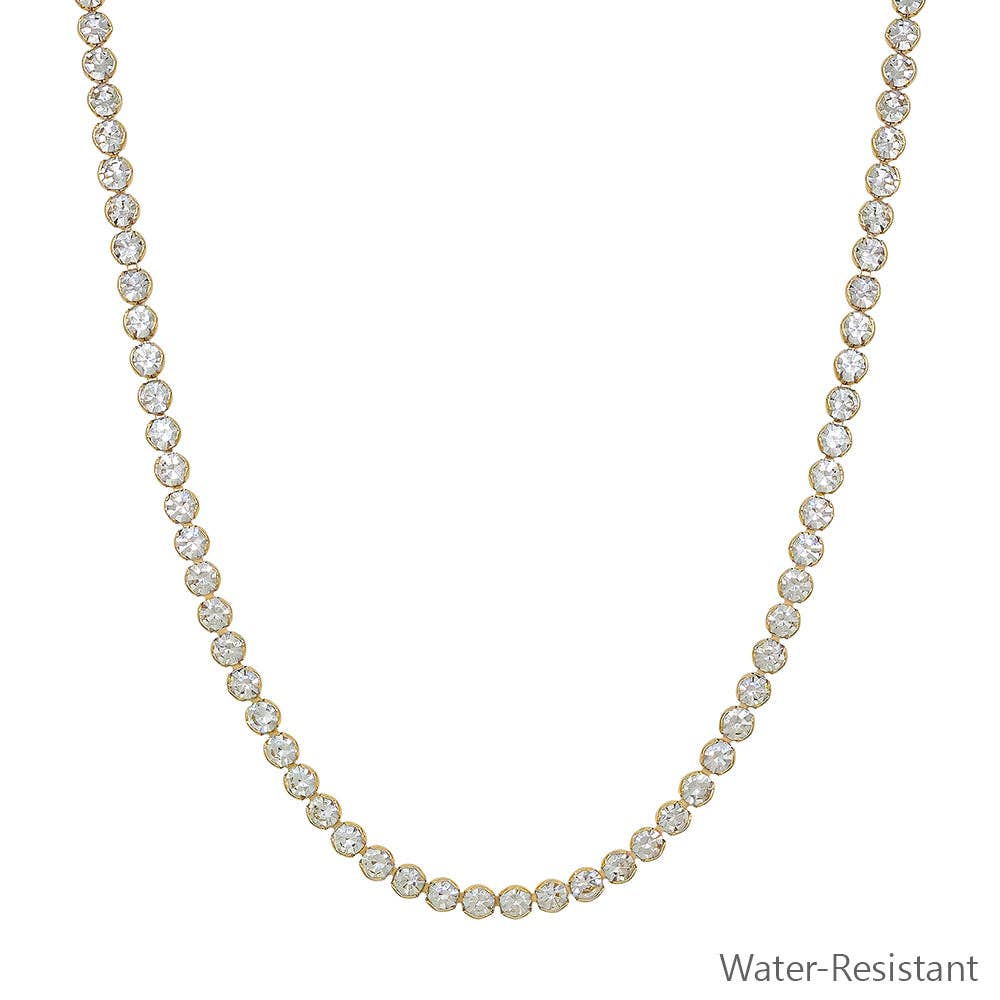 Water Resistant Gold with 4MM Rounded Tennis Necklace 16"-18" Necklace