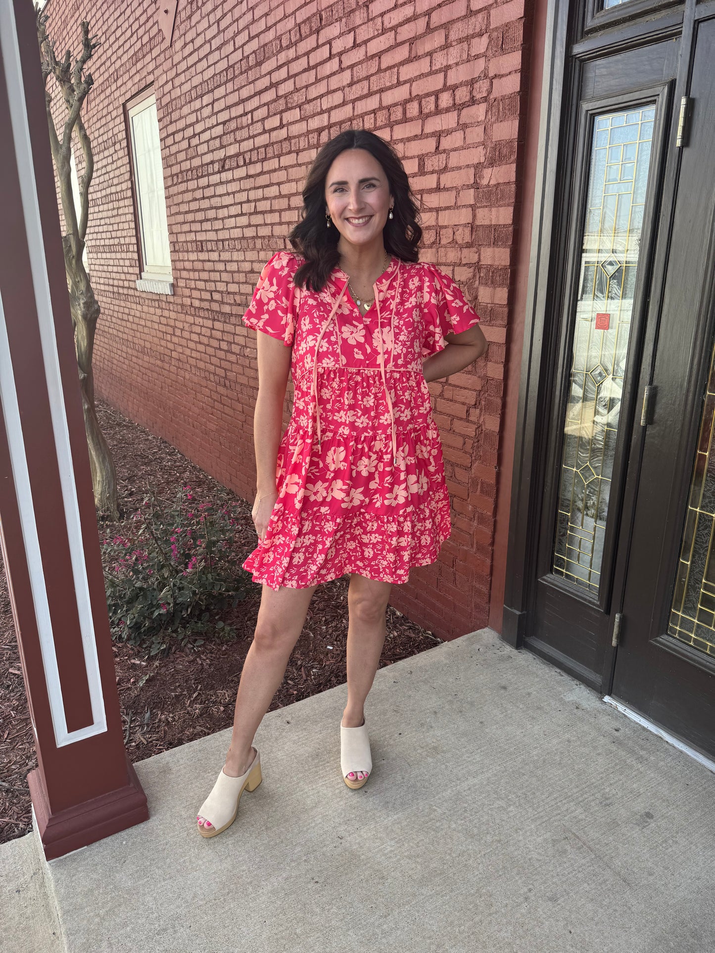 Coral Shift Dress