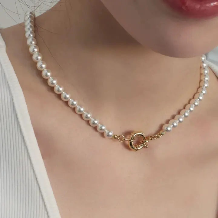 18K Stainless Steel Pearl Necklace