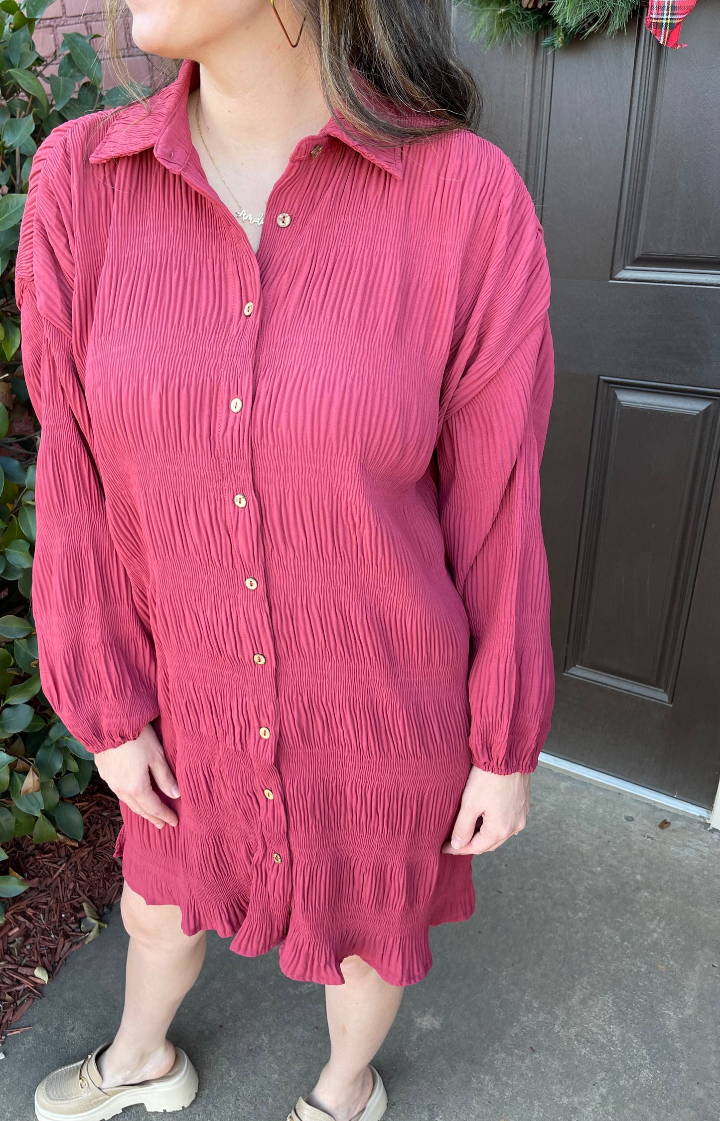 Rosewood Crinkle Dress