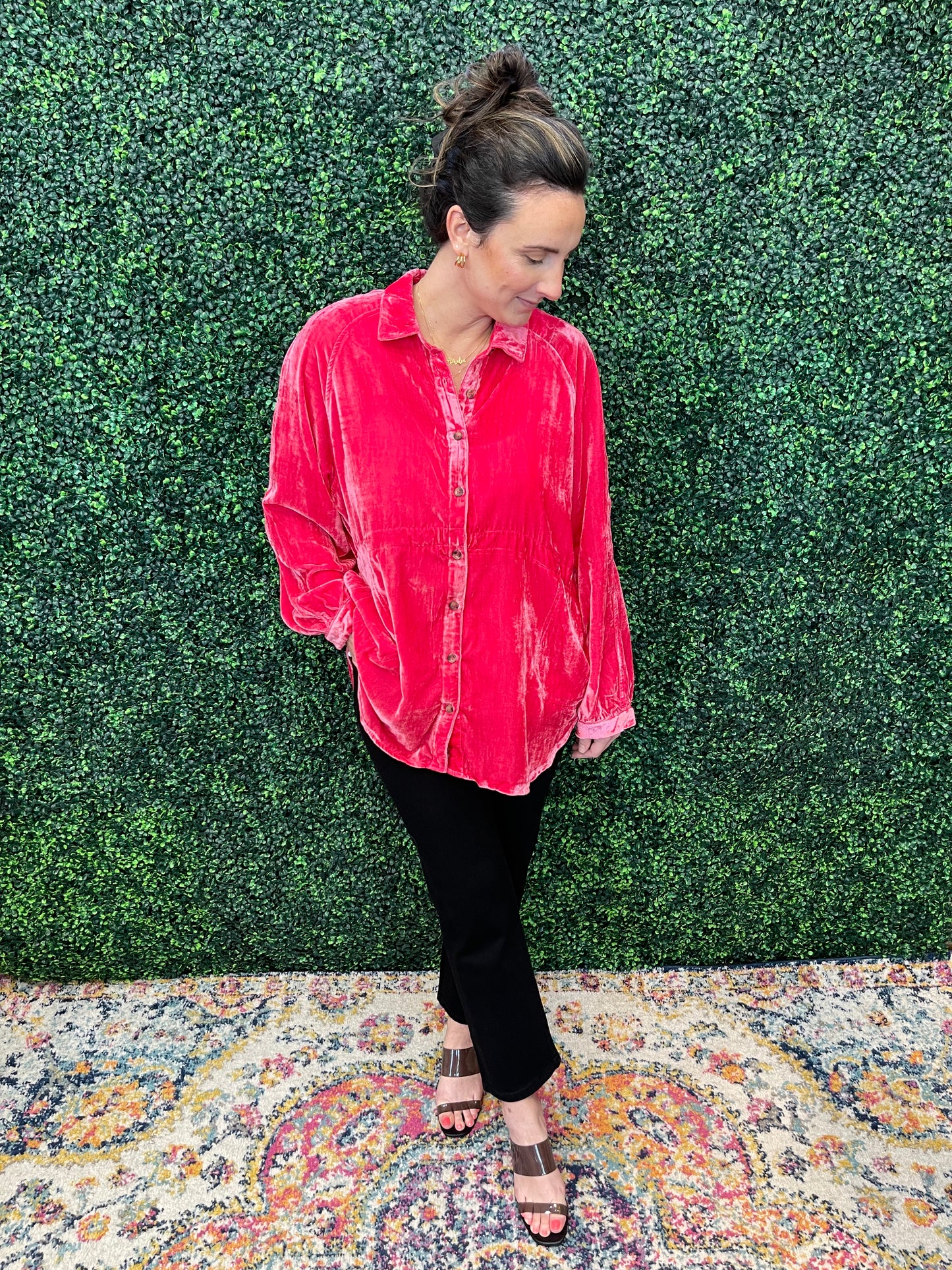 Crushed Velvet Button Down