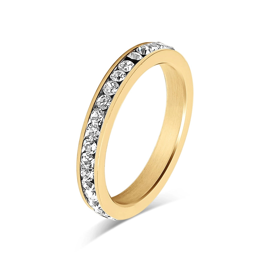 18K Gold Pvd Cz Eternity Stainless Steel Ring