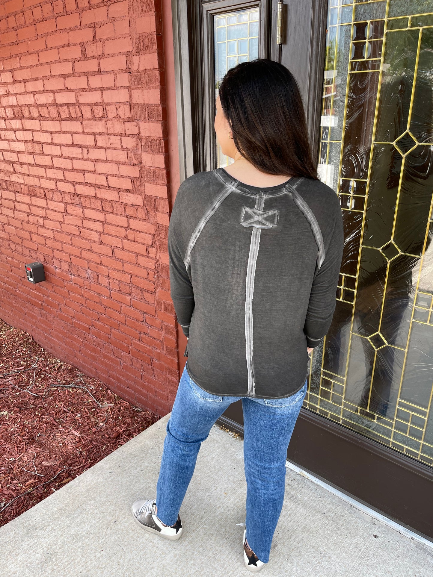 Washed Scoop Neck Top