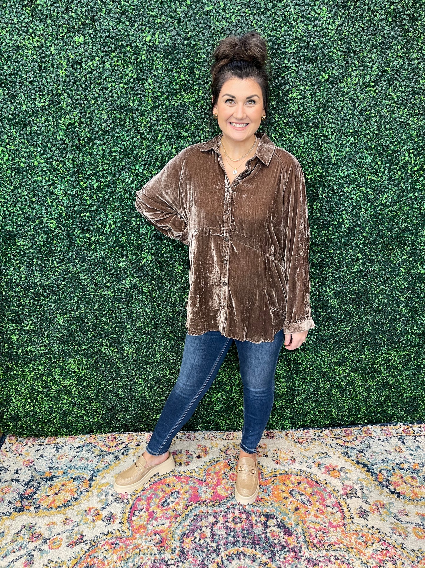 Crushed Velvet Button Down
