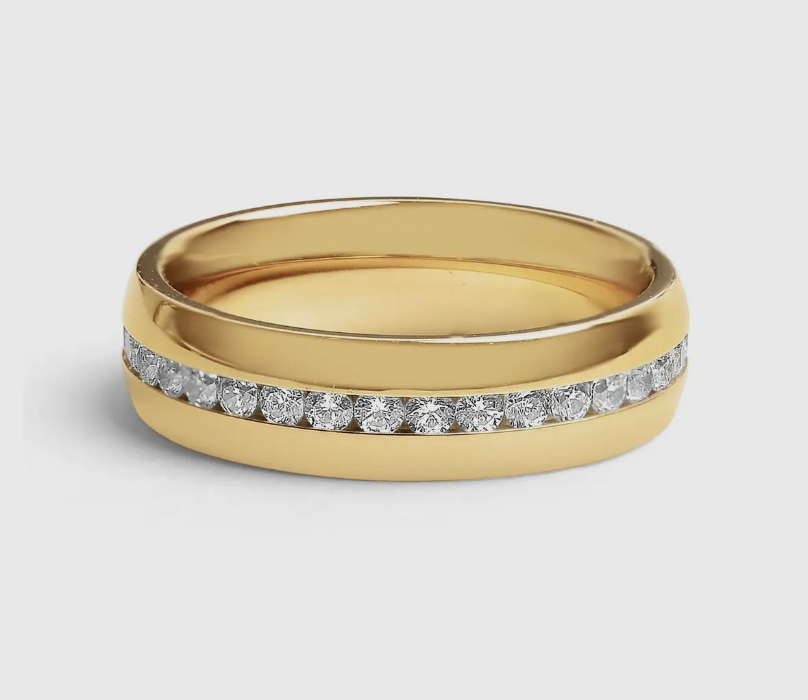 Stainless Steel CZ Center Ring