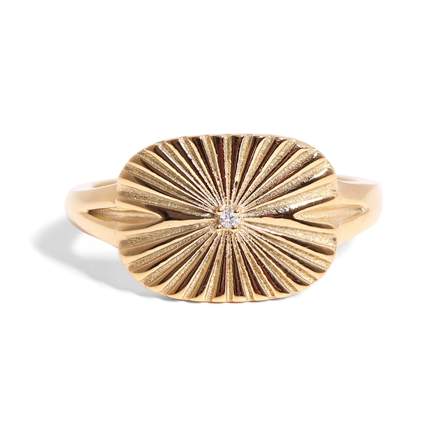 Gold Stainless Steel Cubic Zirconia Sunburst