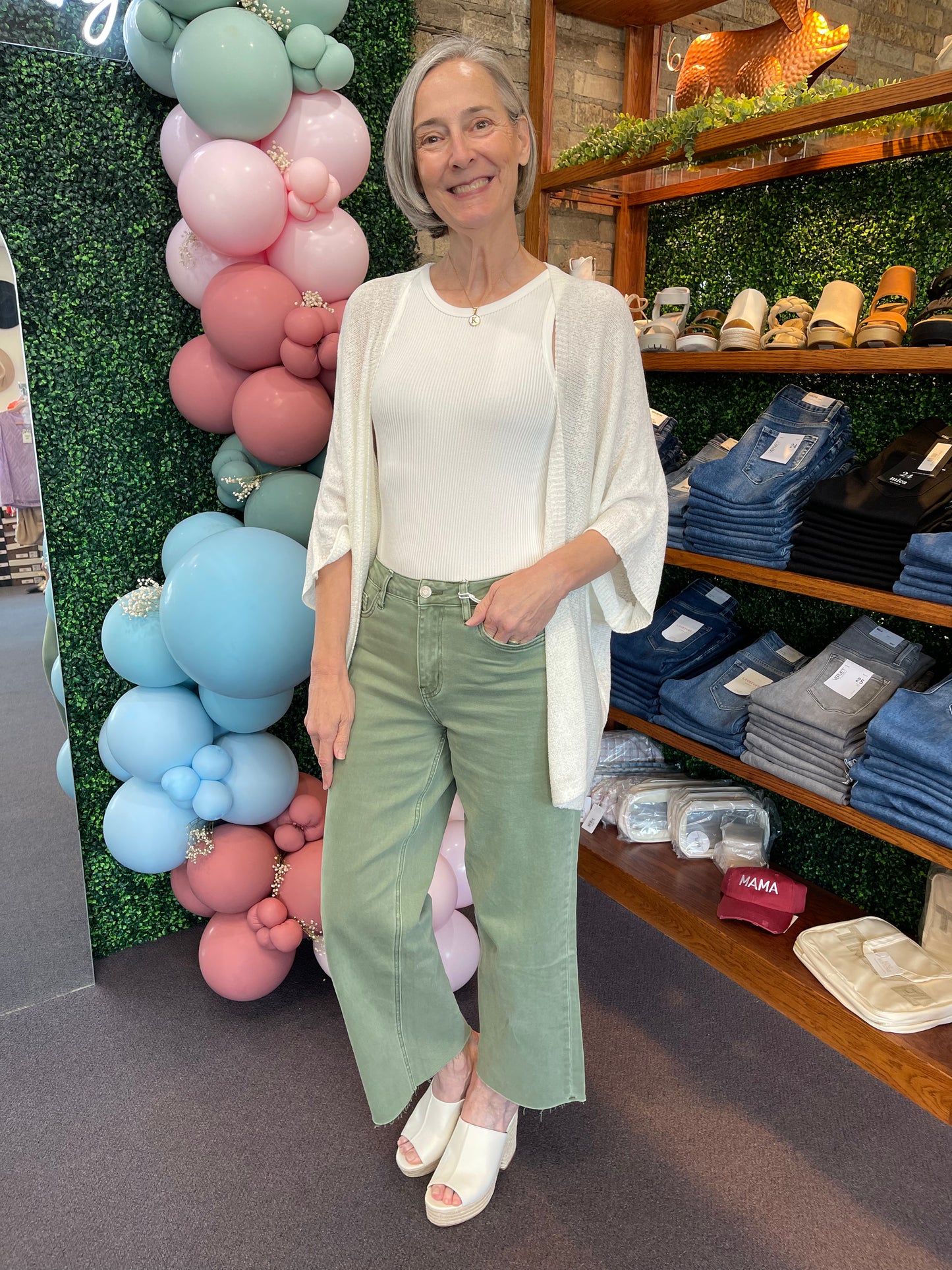 Army Green Wide Leg Crop