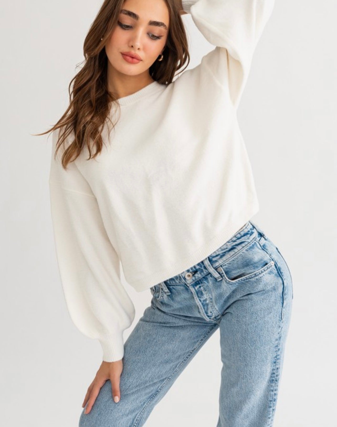 Fuzzy Ruching Sweater