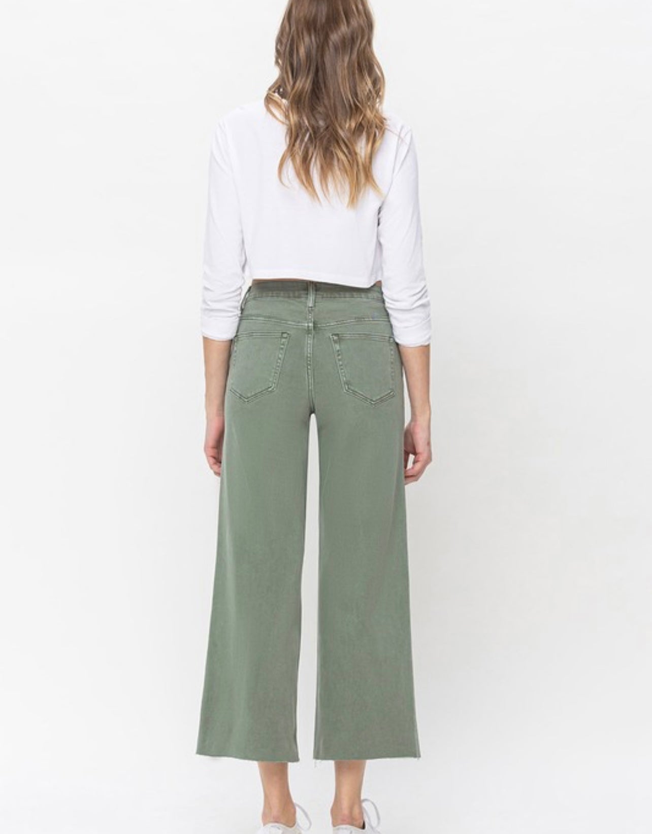 Army Green Wide Leg Crop