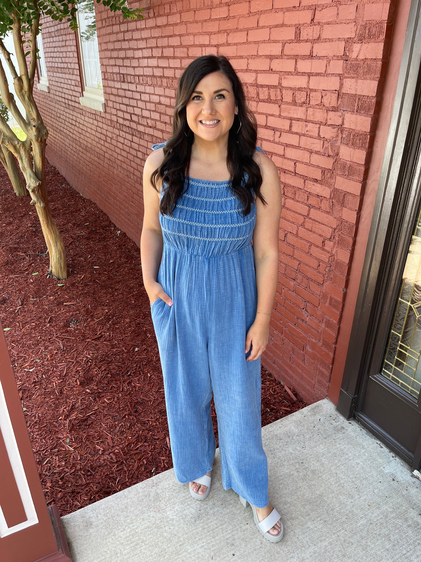 Smocked Mineral Jumpsuit