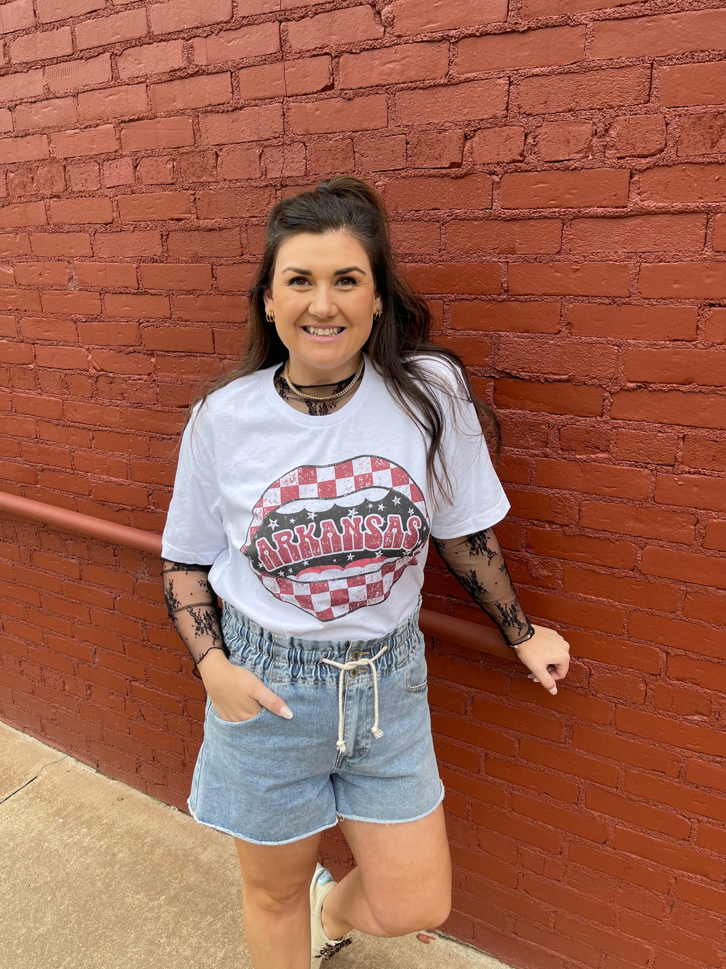 Checkered Kiss Arkansas Tee