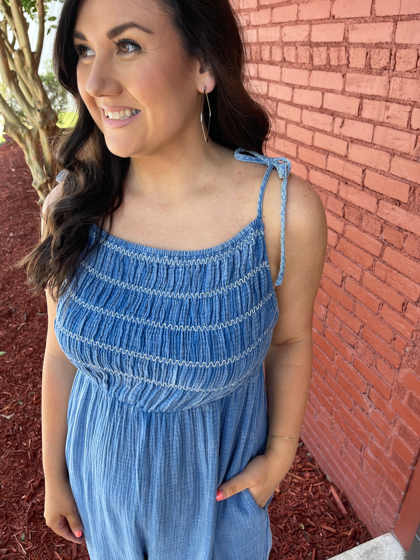 Smocked Mineral Jumpsuit