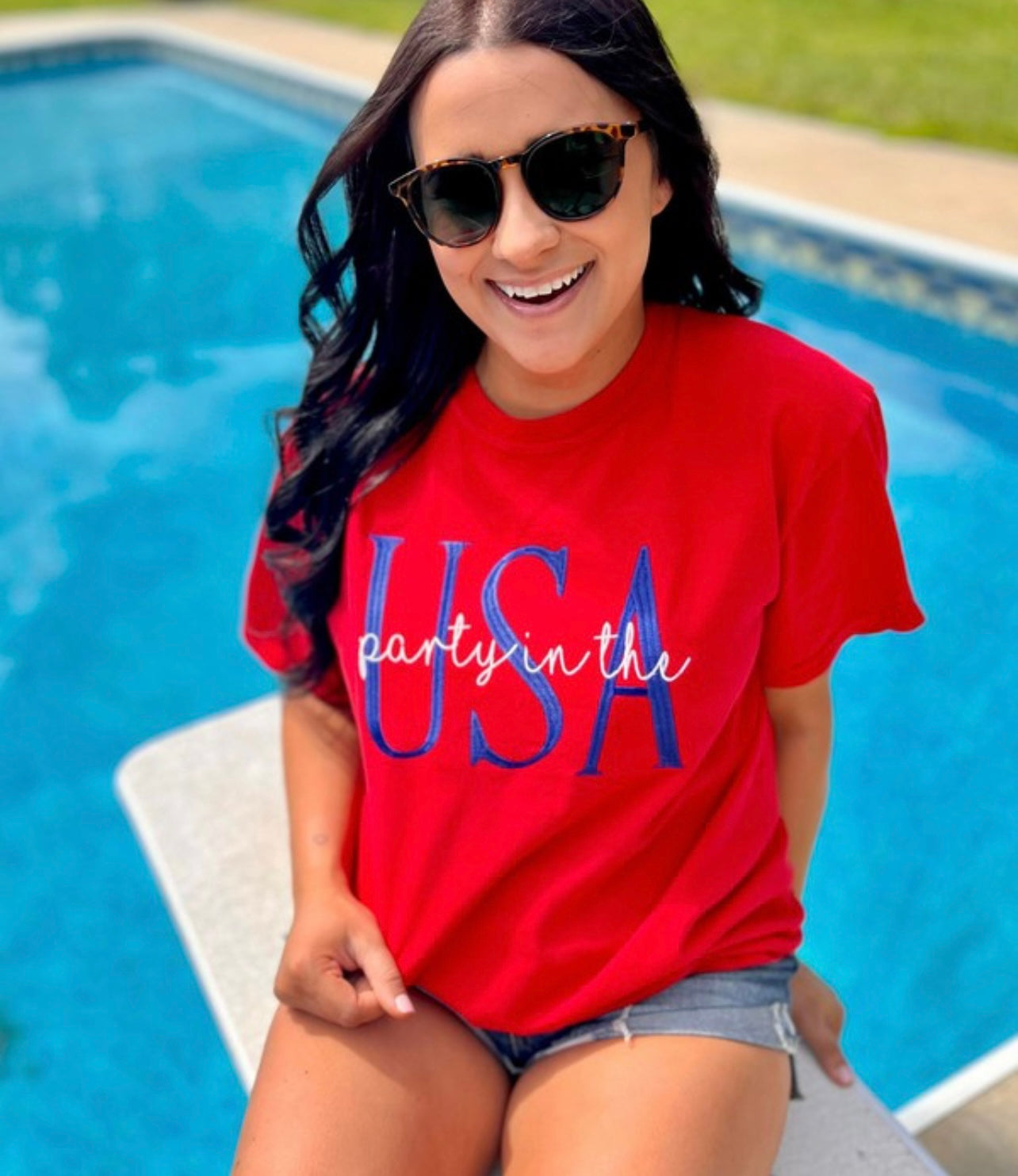 Embroidered USA Tee