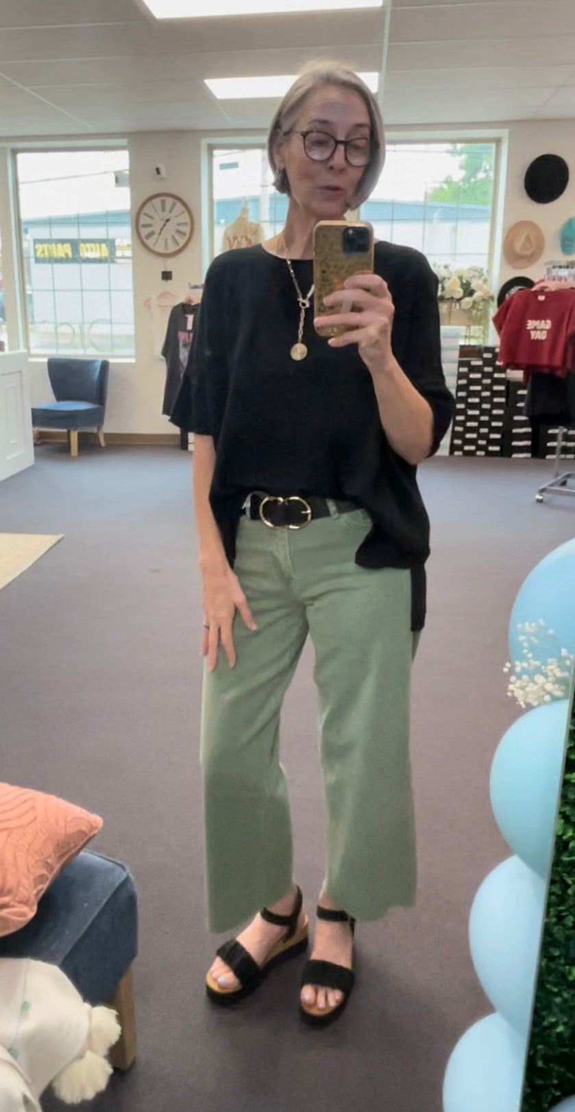 Army Green Wide Leg Crop