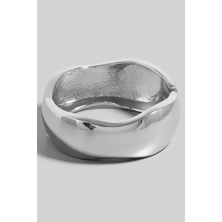 Wide Curvy Metallic Hinge Bangle