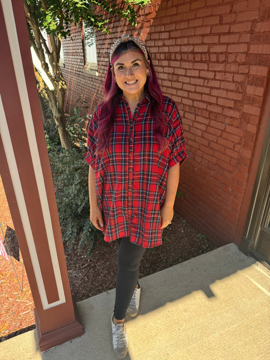 Kyleigh Oversized Plaid Dress