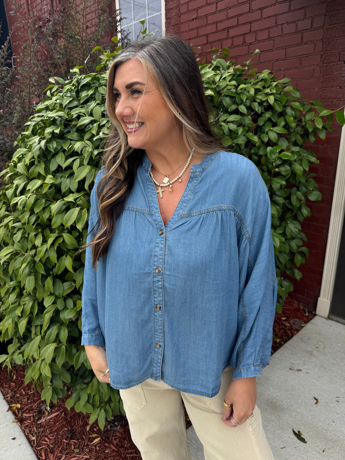 Wanda Denim Top – Copper Pig