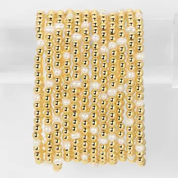4mm Bead & Pearl Stretch Bracelet