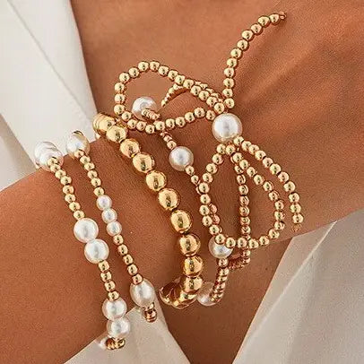 Pearl Bow Bracelet Set