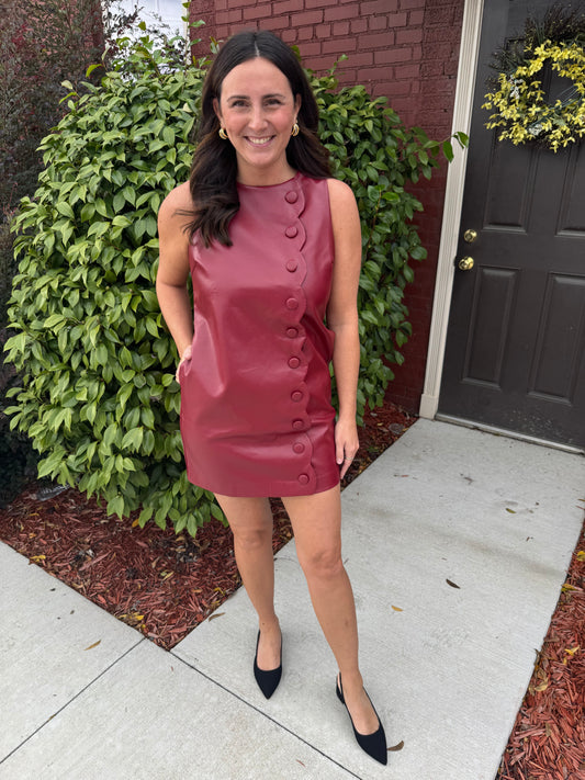 Crimson Scallop Dress