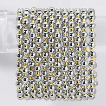 Silver 6mm Stretch Bead Bracelet with 3mm Bead Accents