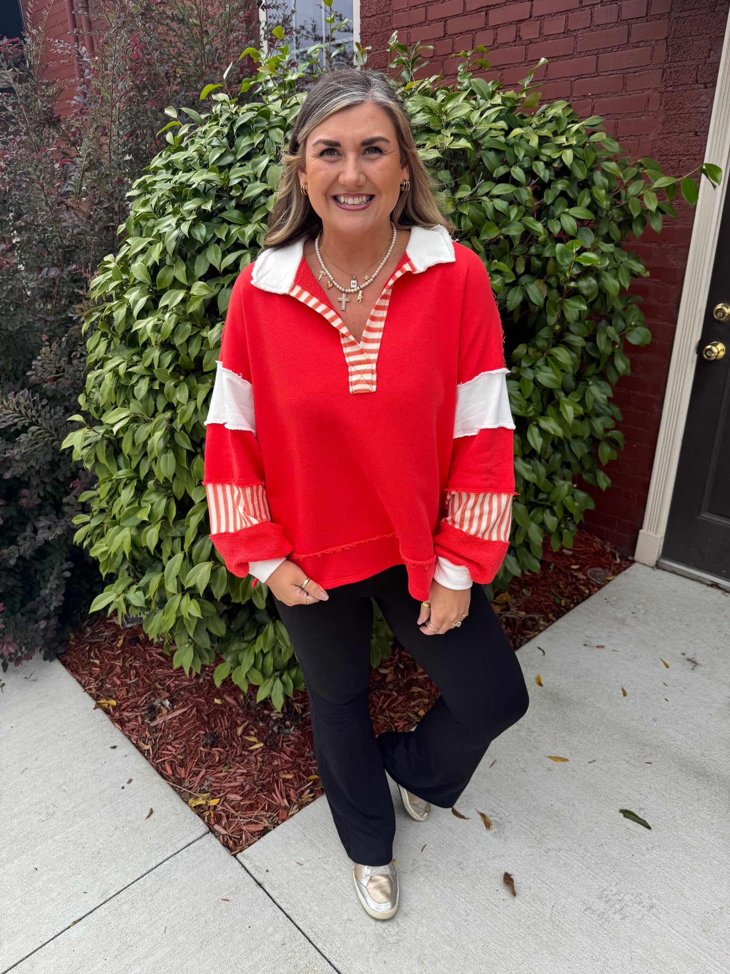 Candy Cane Collared Top