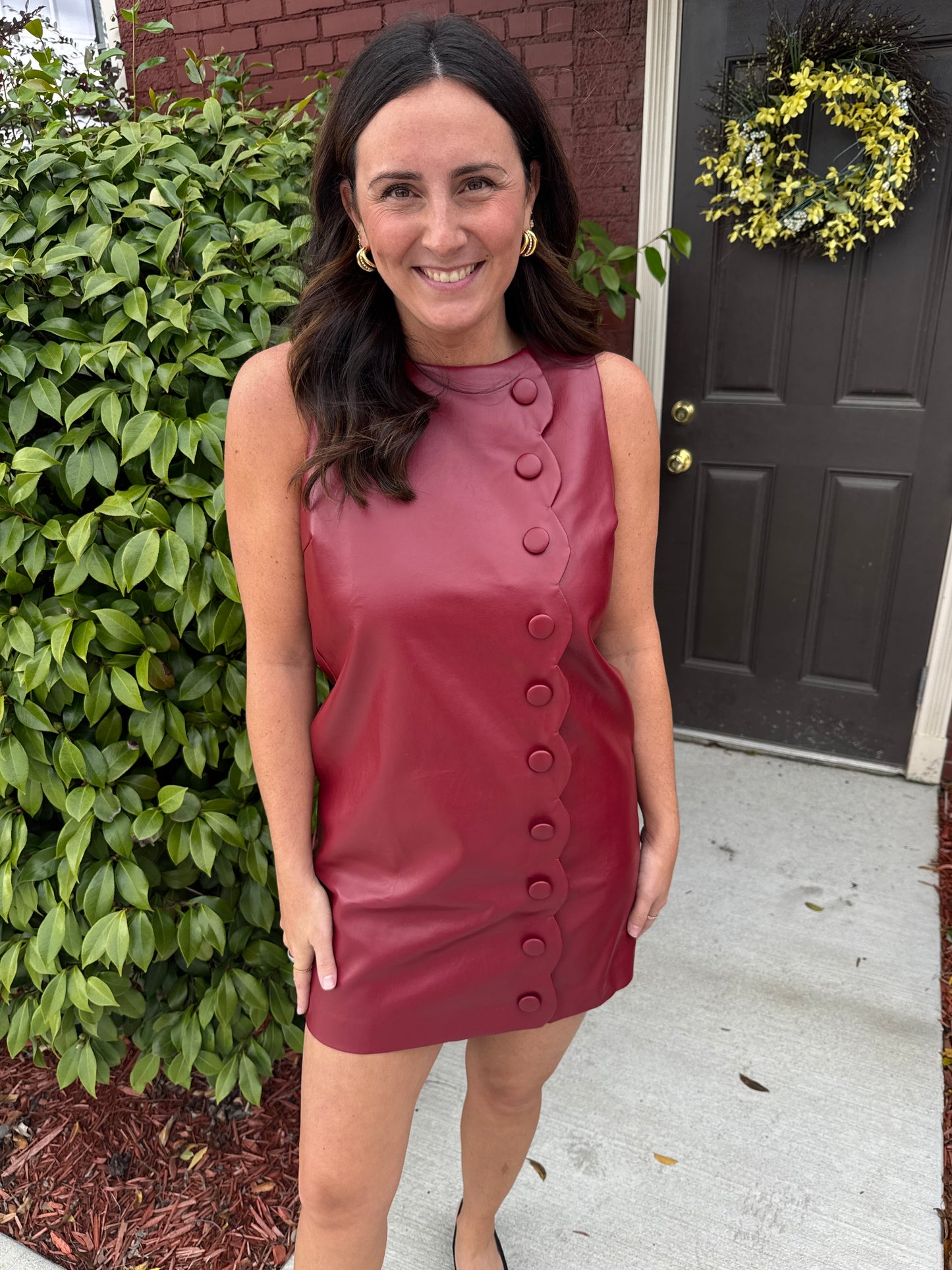 Crimson Scallop Dress