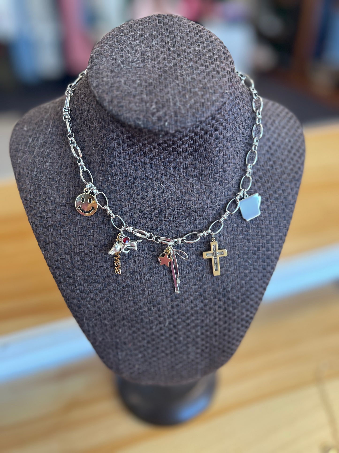 Mixed Metal Charm Necklace