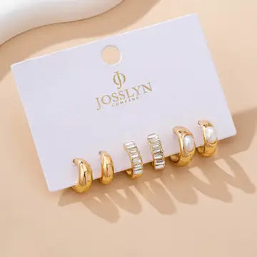 Pearl & Baguette Huggie Set