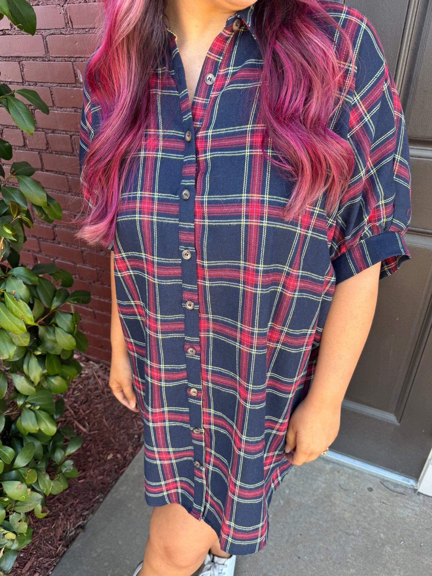 Kyleigh Oversized Plaid Dress