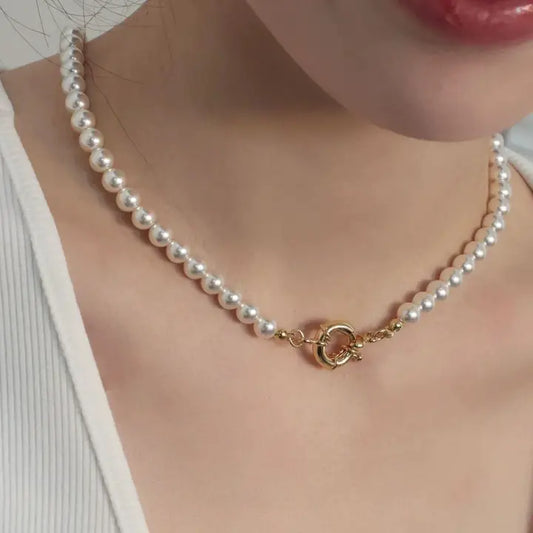 18K Stainless Steel Pearl Necklace