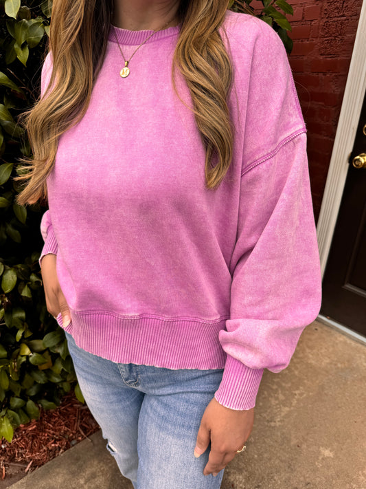 Acid Wash Fleece Pullover