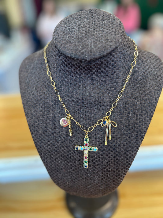 Gemstone Cross Charm