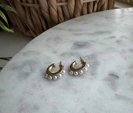 4mm Pearl Stud Hoop