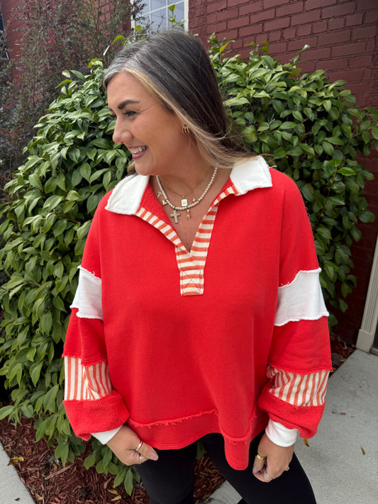 Candy Cane Collared Top