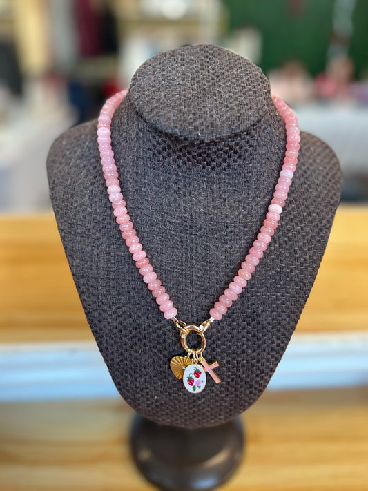 Pink Berry Charm Necklace