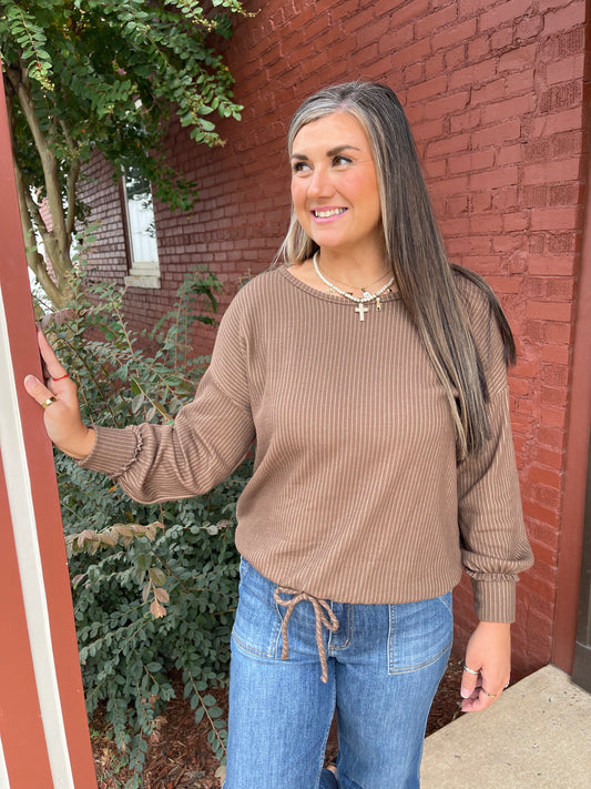 Hazelnut Ribbed Top