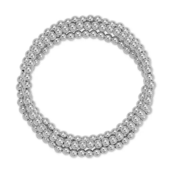 Silver 4mm Bead Stretch Bracelet