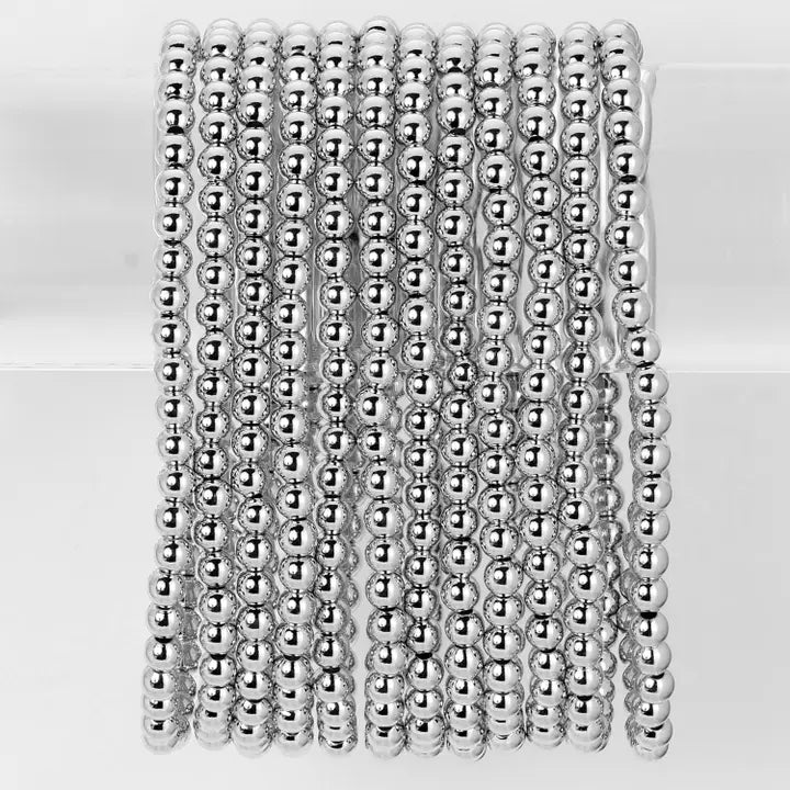 Silver 4mm Bead Stretch Bracelet