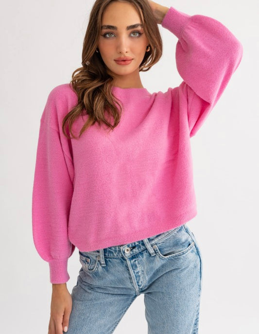 Fuzzy Ruching Sweater